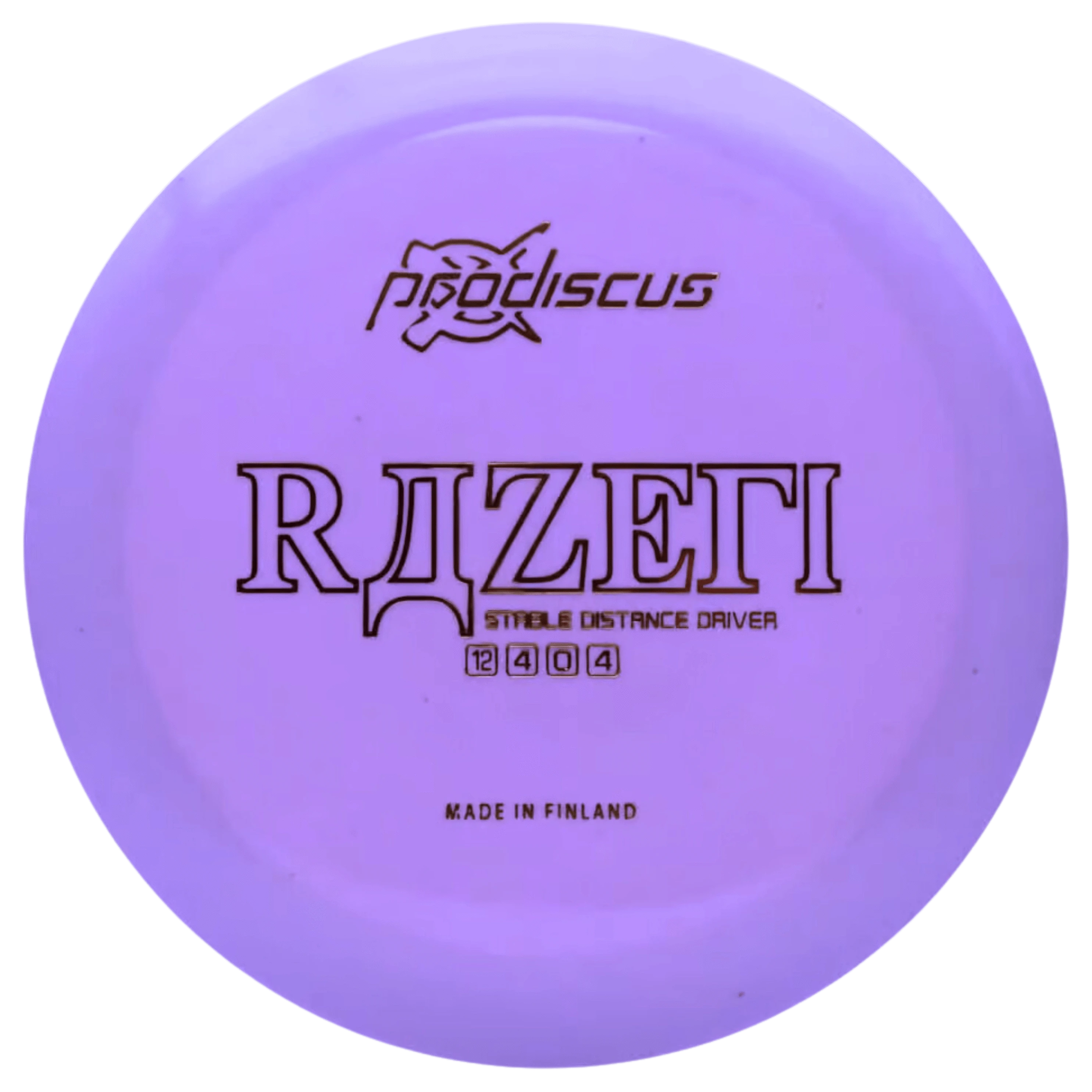 Purple disc golf disc with text.